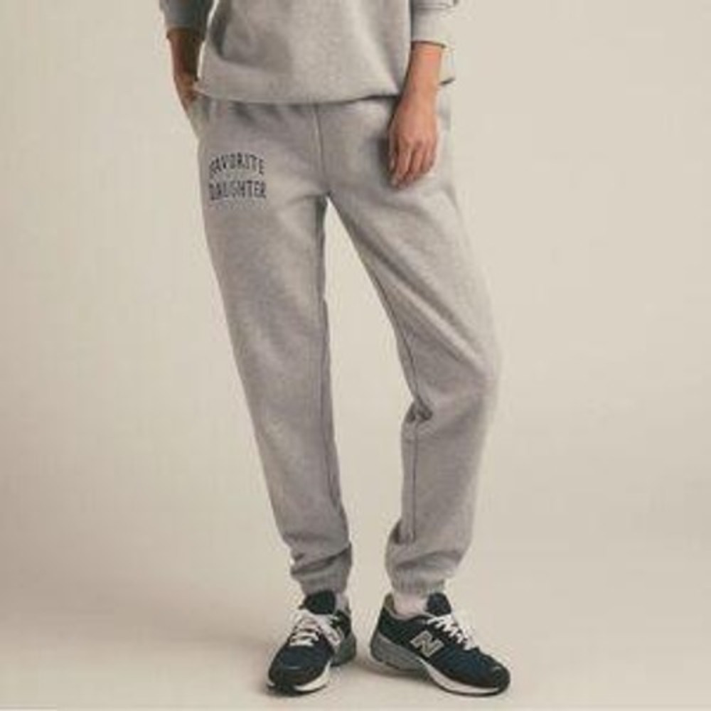 Favorite Daughter Womens XS Heather Gray Logo Graphic Jogger Sweatpants NEW